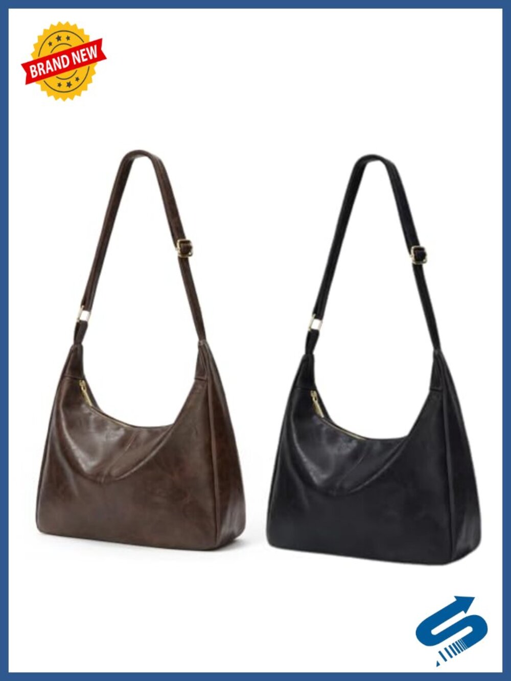 Slouchy Hobo Shoulder Bag PU Leather Lightweight Everyday